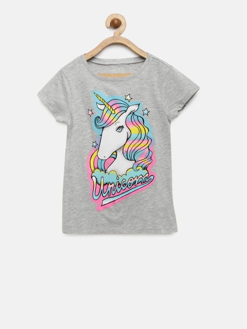 

The Childrens Place Girls Grey Printed Round Neck T-shirt