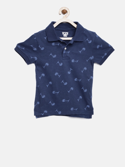 

The Childrens Place Boys Navy Printed Polo Collar T-shirt, Blue