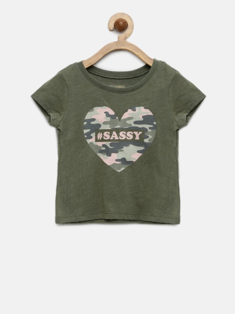 

The Childrens Place Girls Green Printed Round Neck T-shirt