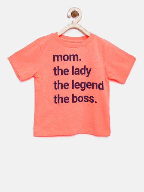 

The Childrens Place Boys Orange Solid Round Neck T-shirt