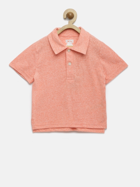 

The Childrens Place Boys Peach-Coloured Self-Design Polo Collar T-shirt