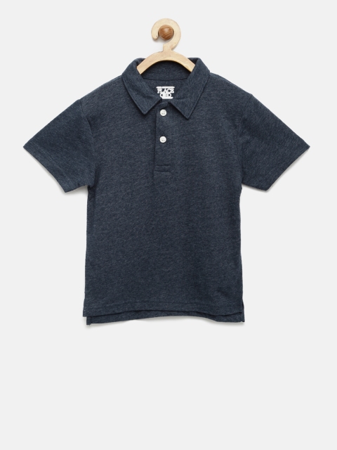 

The Childrens Place Boys Navy Blue Self-Design Polo Collar T-shirt