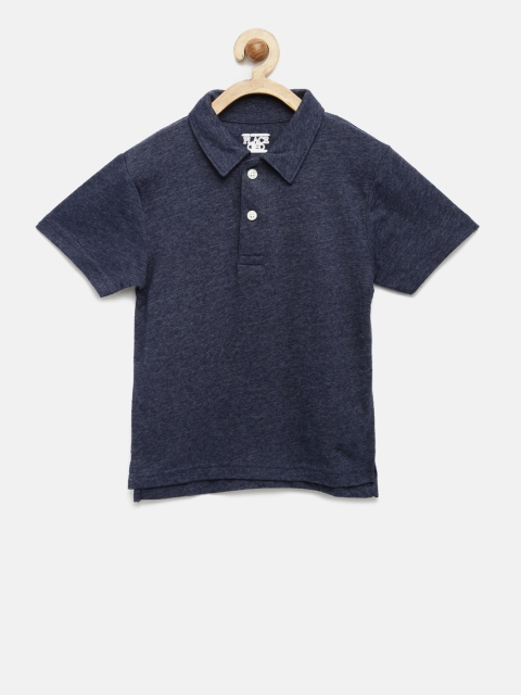 

The Childrens Place Boys Navy Blue Self-Design Polo Collar T-shirt
