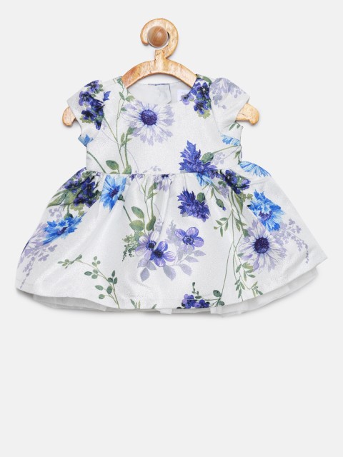 

The Childrens Place Girls White Floral Printed Fit and Flare Dress