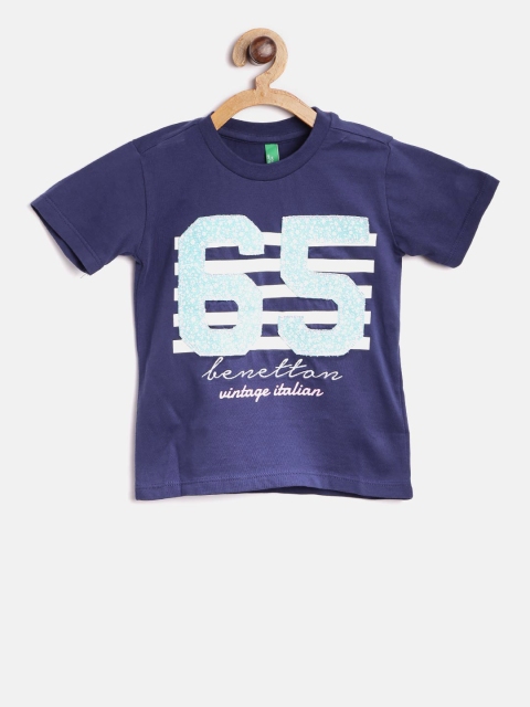 

United Colors of Benetton Boys Blue Printed Round Neck T-shirt