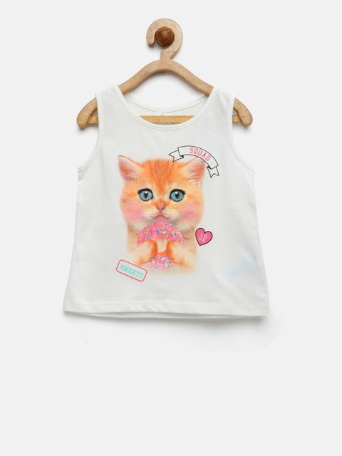 

The Childrens Place Girls White Printed Tank Top