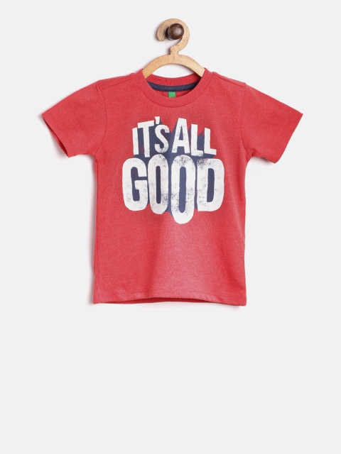 

United Colors of Benetton Boys Red Printed Round Neck T-shirt