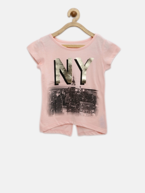 

The Childrens Place Girls Peach-Coloured Printed Top