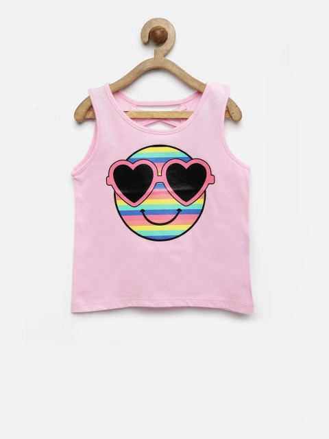 

The Childrens Place Girls Pink Printed Tank Pure Cotton Top