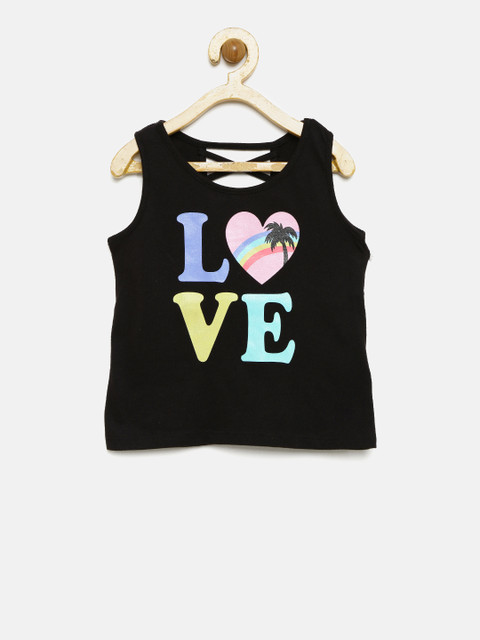 

The Childrens Place Girls Black Printed Tank Top