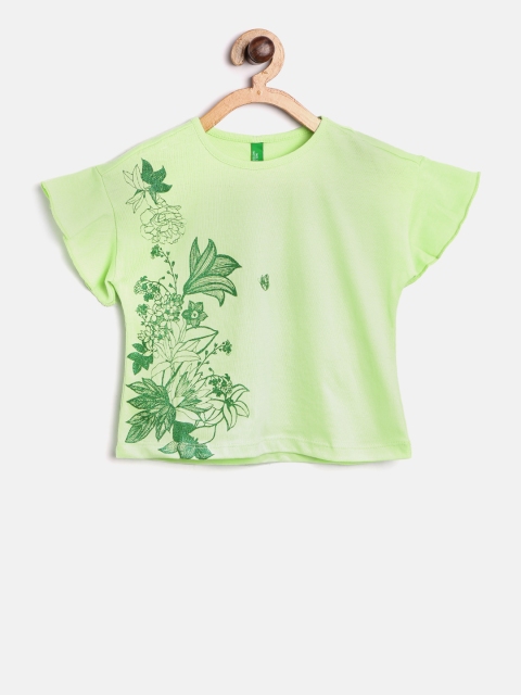 

United Colors of Benetton Girls Green Floral Print Top