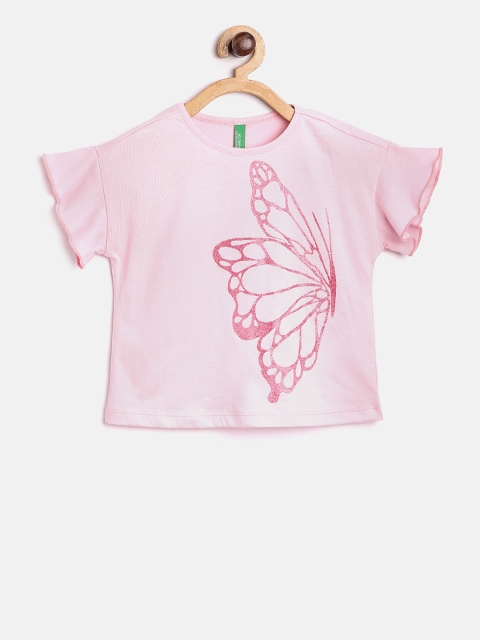 

United Colors of Benetton Girls Pink Printed T-shirt