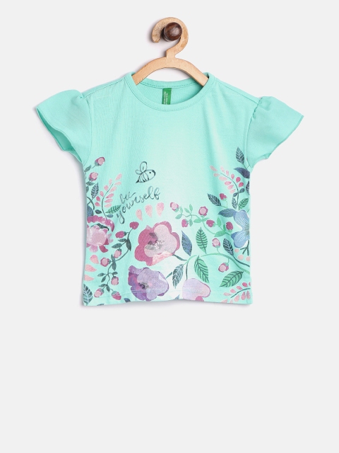 

United Colors of Benetton Girls Sea Green Printed Top