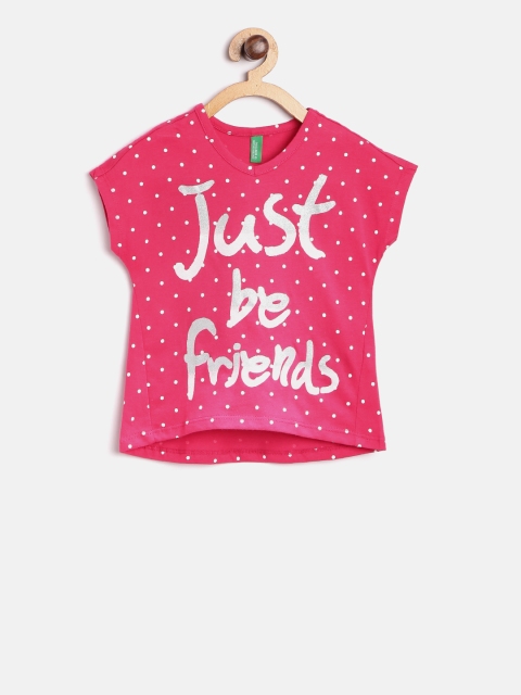 

United Colors of Benetton Girls Pink Printed Round Neck T-shirt