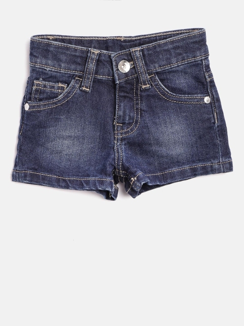 

United Colors of Benetton Girls Navy Blue Washed Denim Shorts