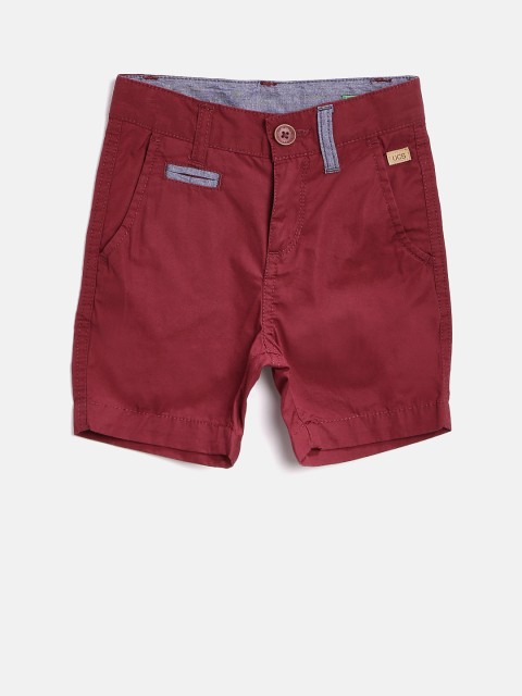 

United Colors of Benetton Boys Maroon Solid Chino Shorts