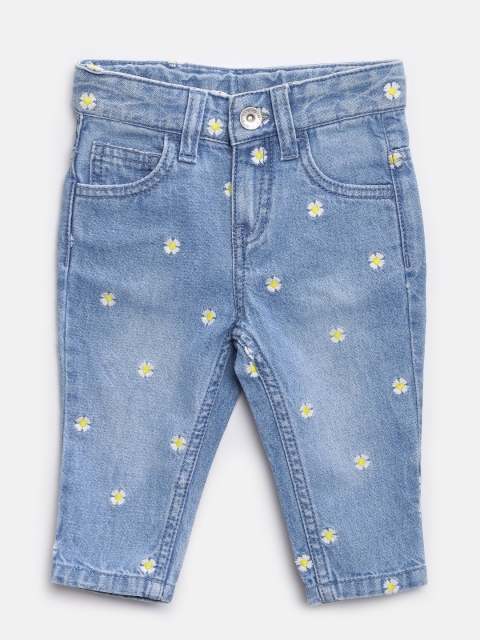 

United Colors of Benetton Girls Blue Mid-Rise Embroidered Clean Look Jeans