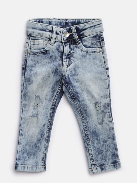 

United Colors of Benetton Boys Blue Mid-Rise Mildly Distressed Stretchable Jeans