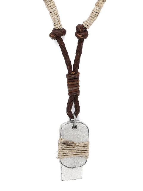 

UNKNOWN by Ayesha Men Brown & Steel-Toned Necklace