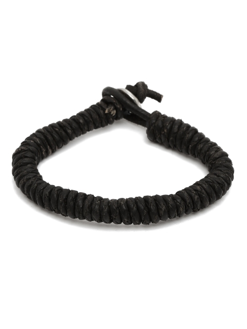 

UNKNOWN by Ayesha Men Black Leather Bracelet