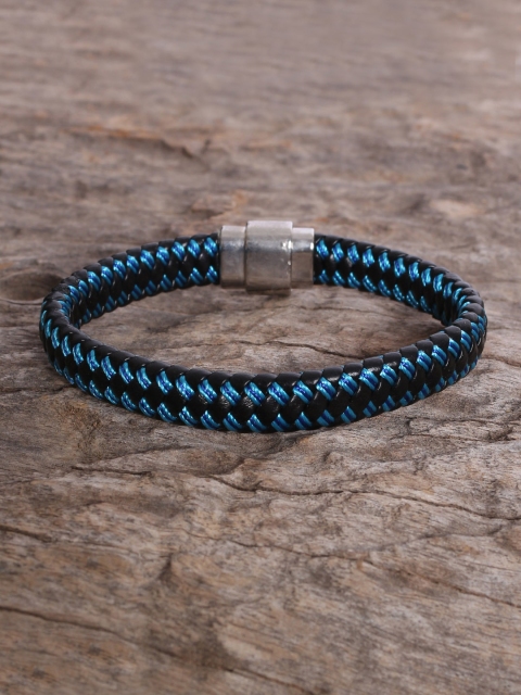 

Unknown by Ayesha Men Black & Blue Leather Braided Bracelet