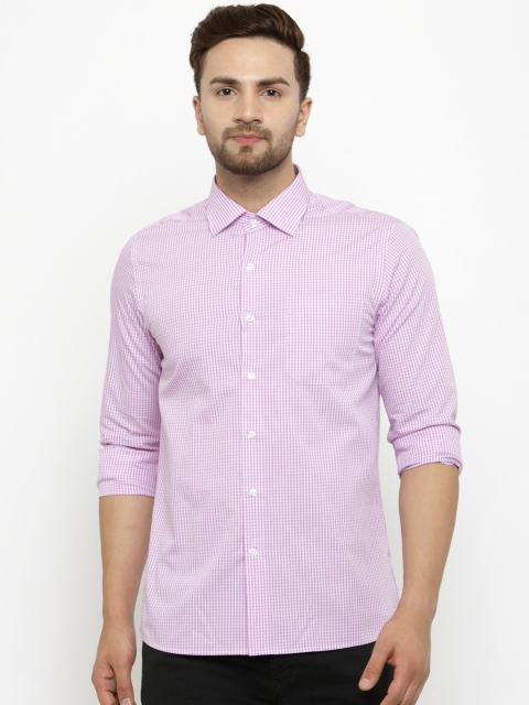 

Wills Lifestyle Men Pink & White Slim Fit Checked Casual Shirt