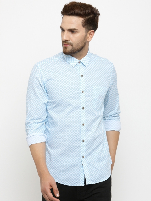 

Wills Lifestyle Men White & Blue Slim Fit Printed Casual Shirt
