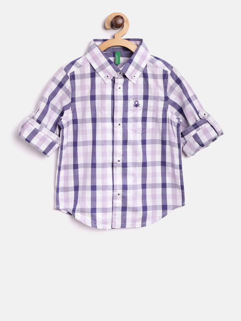

United Colors of Benetton Boys Lavender & Blue Checked Casual Shirt