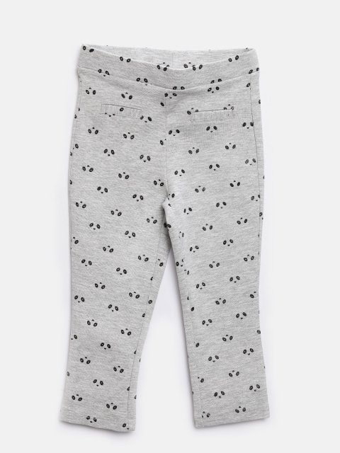 

United Colors of Benetton Girls Grey Melange & Black Printed Leggings