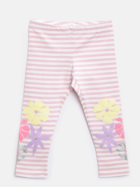 

United Colors of Benetton Girls Pink & Off-White Striped Leggings