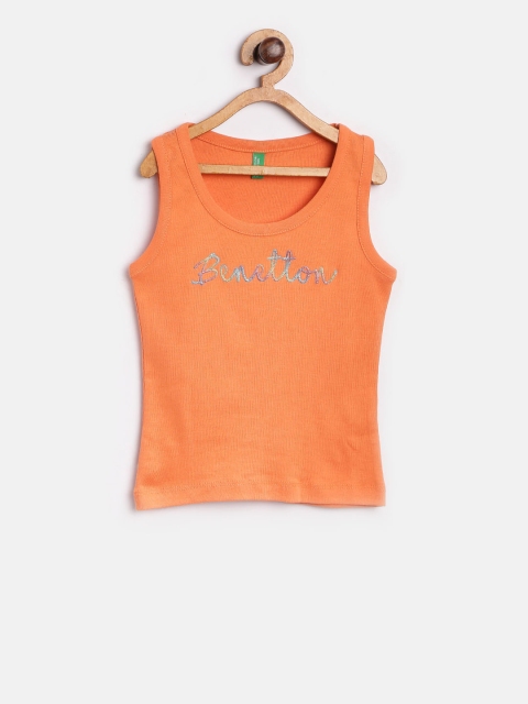 

United Colors of Benetton Girls Orange Solid Tank Top