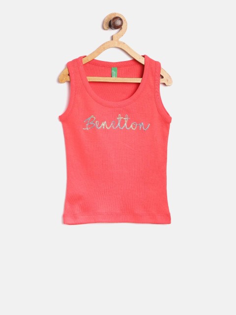 

United Colors of Benetton Girls Red Solid Tank Top