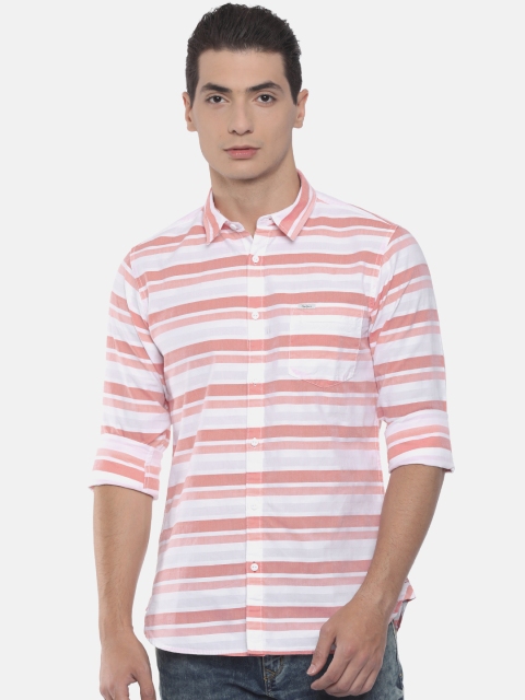 

Pepe Jeans Men Coral Pink & Pink Slim Fit Striped Casual Shirt