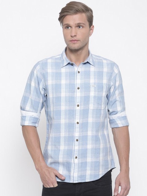 

Pepe Jeans Men Blue Regular Fit Checked Casual Shirt