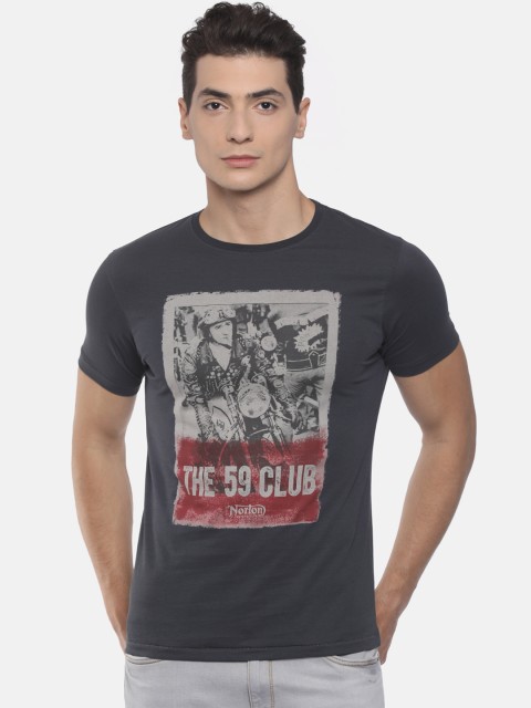 

Pepe Jeans Men Charcoal Grey Printed Round Neck T-shirt