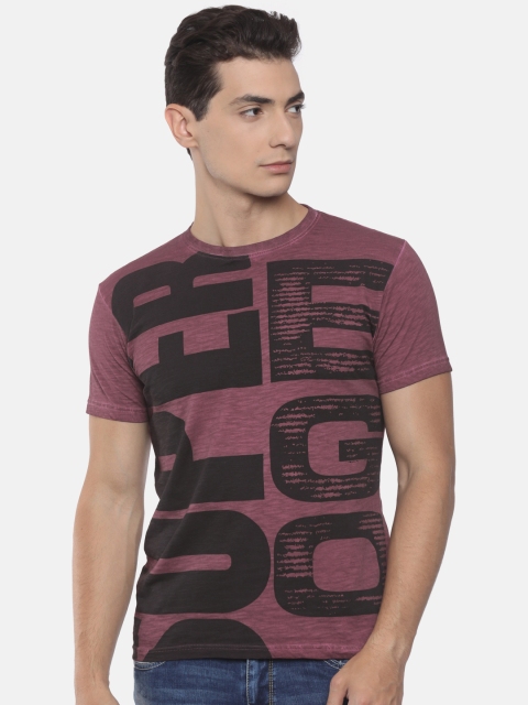 

Pepe Jeans Men Burgundy Printed Round Neck T-shirt