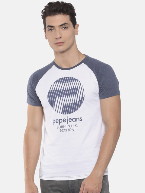 

Pepe Jeans Men White Printed Round Neck T-shirt