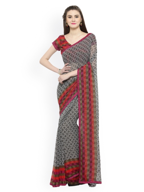 

Shaily White & Black Printed Georgette Saree