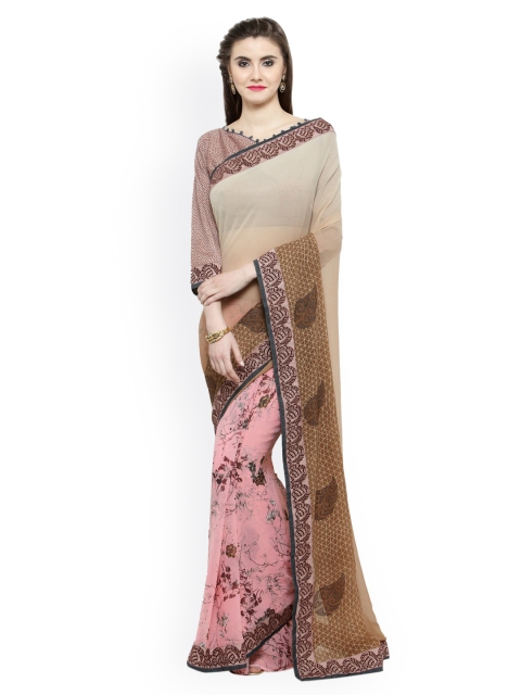 

Shaily Pink & Beige Pure Georgette Printed Saree
