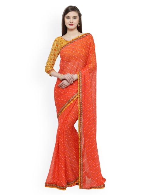 

Shaily Red Printed Printed Chiffon Saree