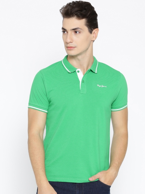 

Pepe Jeans Men Green Solid Polo T-shirt