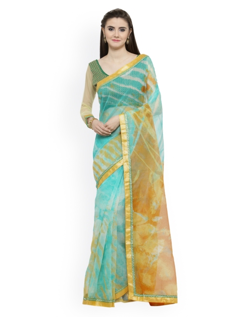 

Shaily Blue & Yellow Net Printed Saree