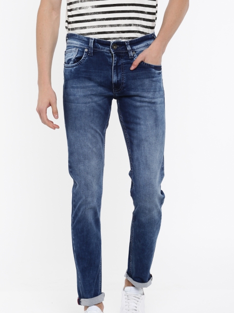 

Pepe Jeans Men Blue Regular Fit Low-Rise Highly Distressed Stretchable Jeans