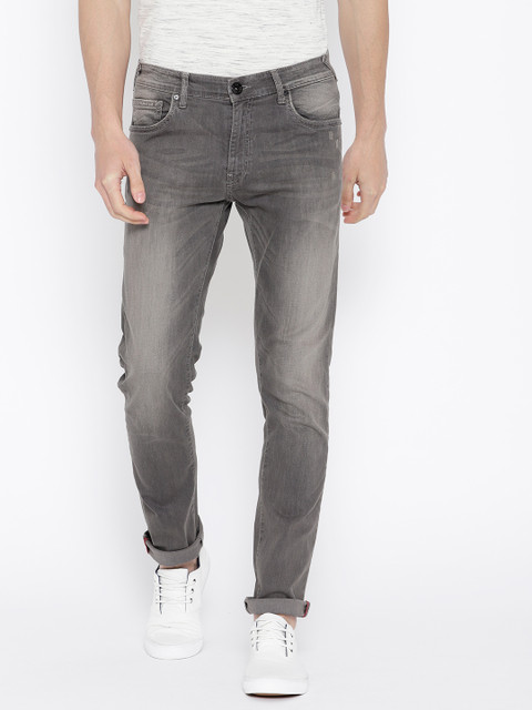 

Pepe Jeans Men Grey Slim Fit Low-Rise Mildly Distressed Stretchable Jeans