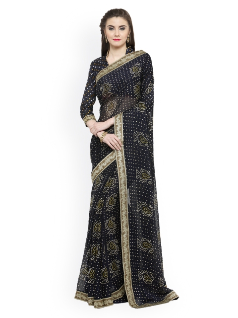 

Shaily Navy Blue Printed Pure Chiffon Saree