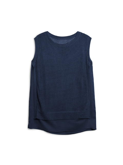 

next Women Navy Blue Self Design Blouson Top