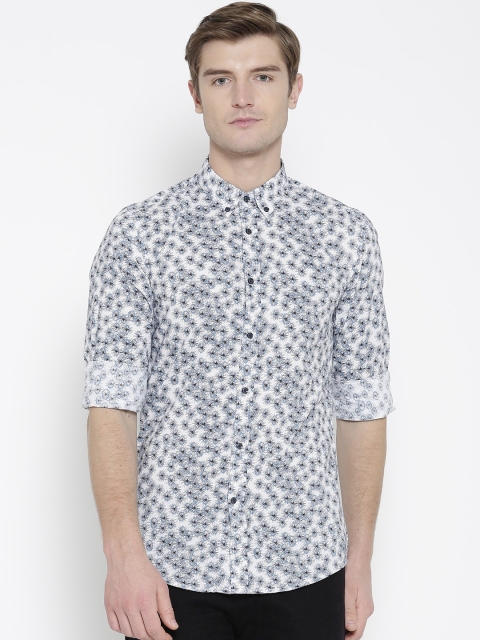 

Antony Morato Men White & Blue Slim Fit Printed Casual Shirt