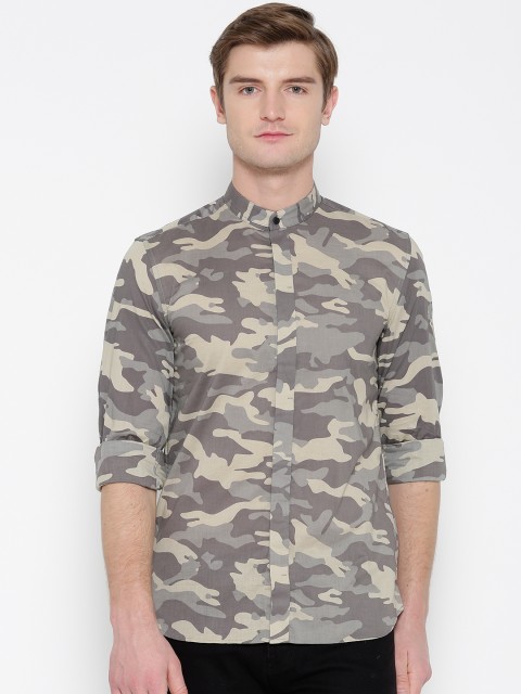 

Antony Morato Men Taupe & Beige American Fit Printed Casual Shirt