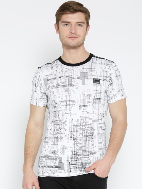 

Antony Morato Men White & Black Printed Round Neck T-shirt