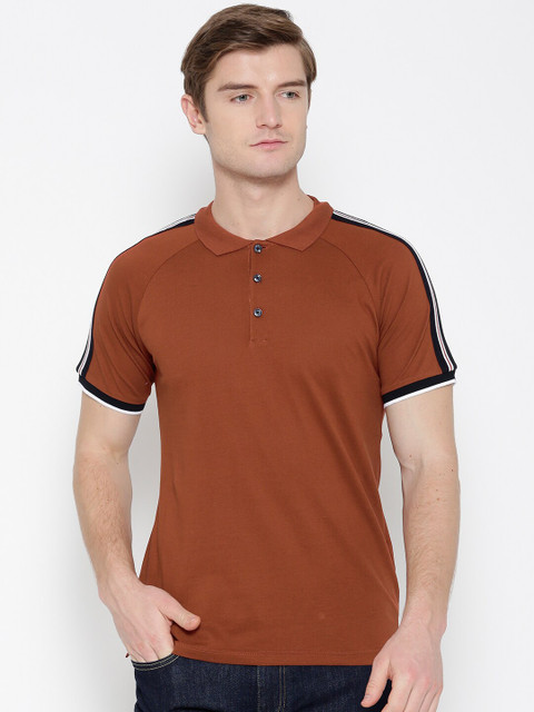 

Antony Morato Men Rust Orange Solid Polo Collar T-shirt